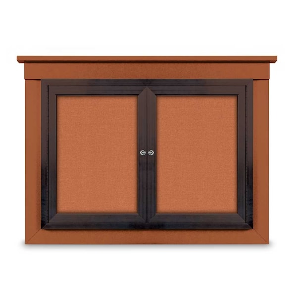 24"x36" 1-Door Enclosed Letterboard, Black Felt/Cherry